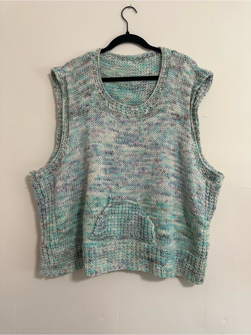 Hand Knit Tanis Fiber Arts Chunky Wool Sweater Vest Oversized OOAK